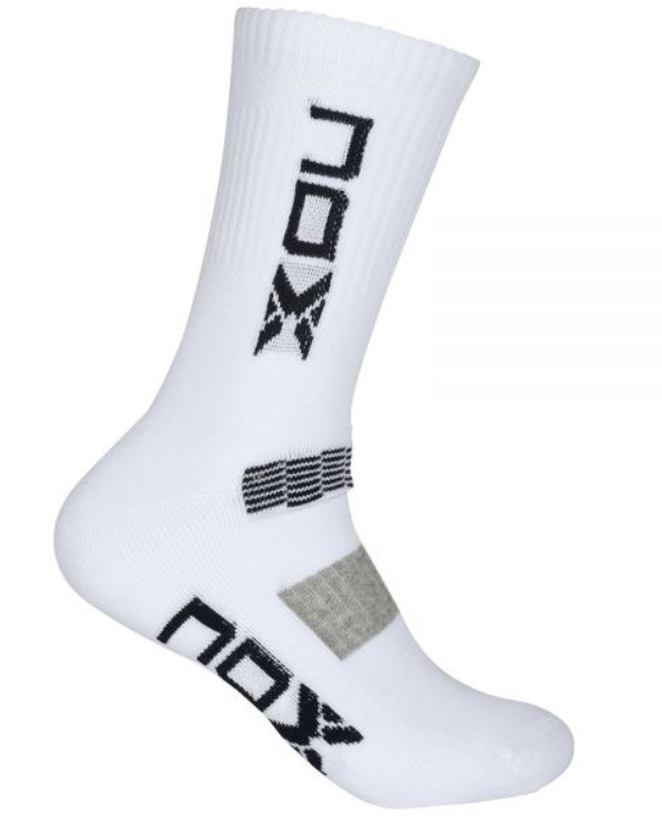 NOX Technical Mid-Calf Socks White/Grey Vertical Logo - Padel One